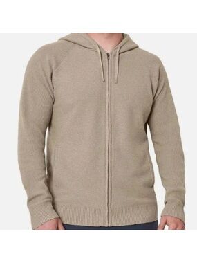 Modern Ambition Men’s Full Zip Hooded Sweater. Beige. New with Tags